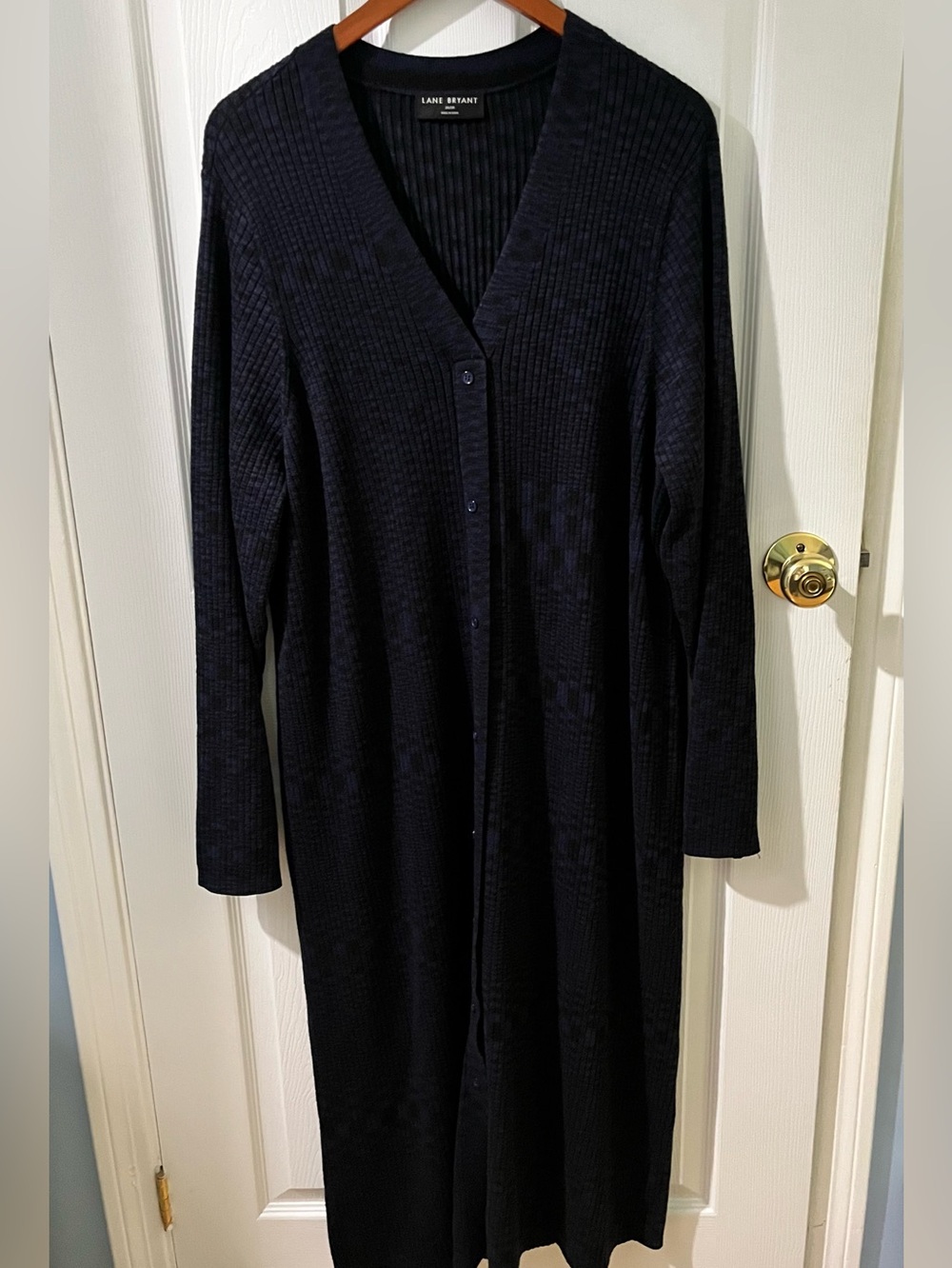 Lane Bryant Black Ribbed Long Button-Up Sweater Dress 26/28